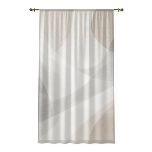 Neutral Abstract Wave Window Curtain | Sheer Modern Drapery