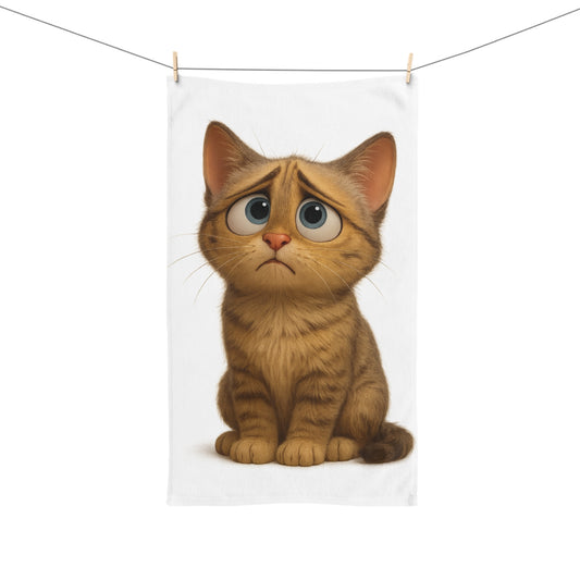 Printify cute cat hand towel featuring playful cat design, ideal for kitchen decor and cat lover gift.