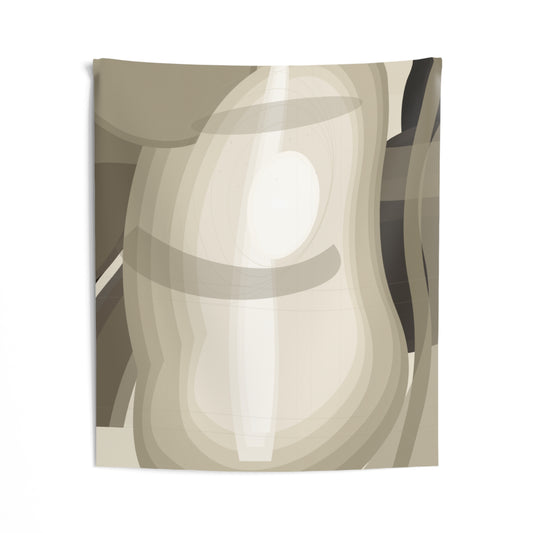 Neutral beige abstract tapestry with organic shape wall art, designed for modern interior décor and wall decoration.