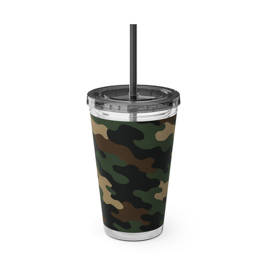 Stylish Camo Tumbler, 16oz Cup with Straw, Perfect for Outdoor Adventures, Gifts for Him, Travel Mug, Eco-friendly Drinkware, Camping - TRV