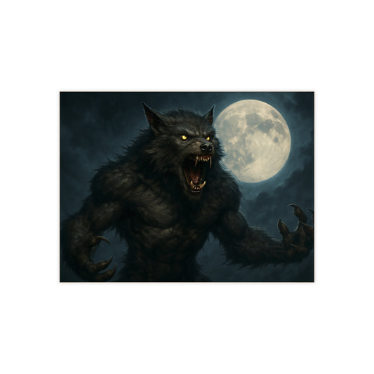 Ceramic tile featuring fierce werewolf moon art, horror-themed wall decor ideal for home interior design.