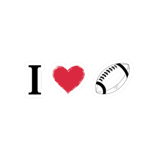 Glossy football kiss-cut sticker featuring a game-day design, perfect for decorating laptops and water bottles.