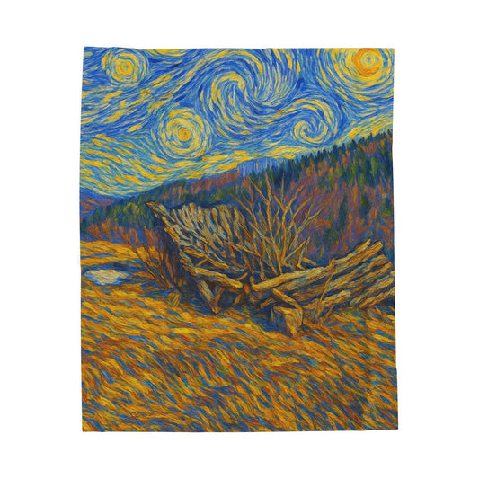 Starry Night Velveteen Plush Blanket, Cozy Throw Blanket for Home Decor, Gift for Art Lovers, Perfect for Christmas or Home Warmth - TRV