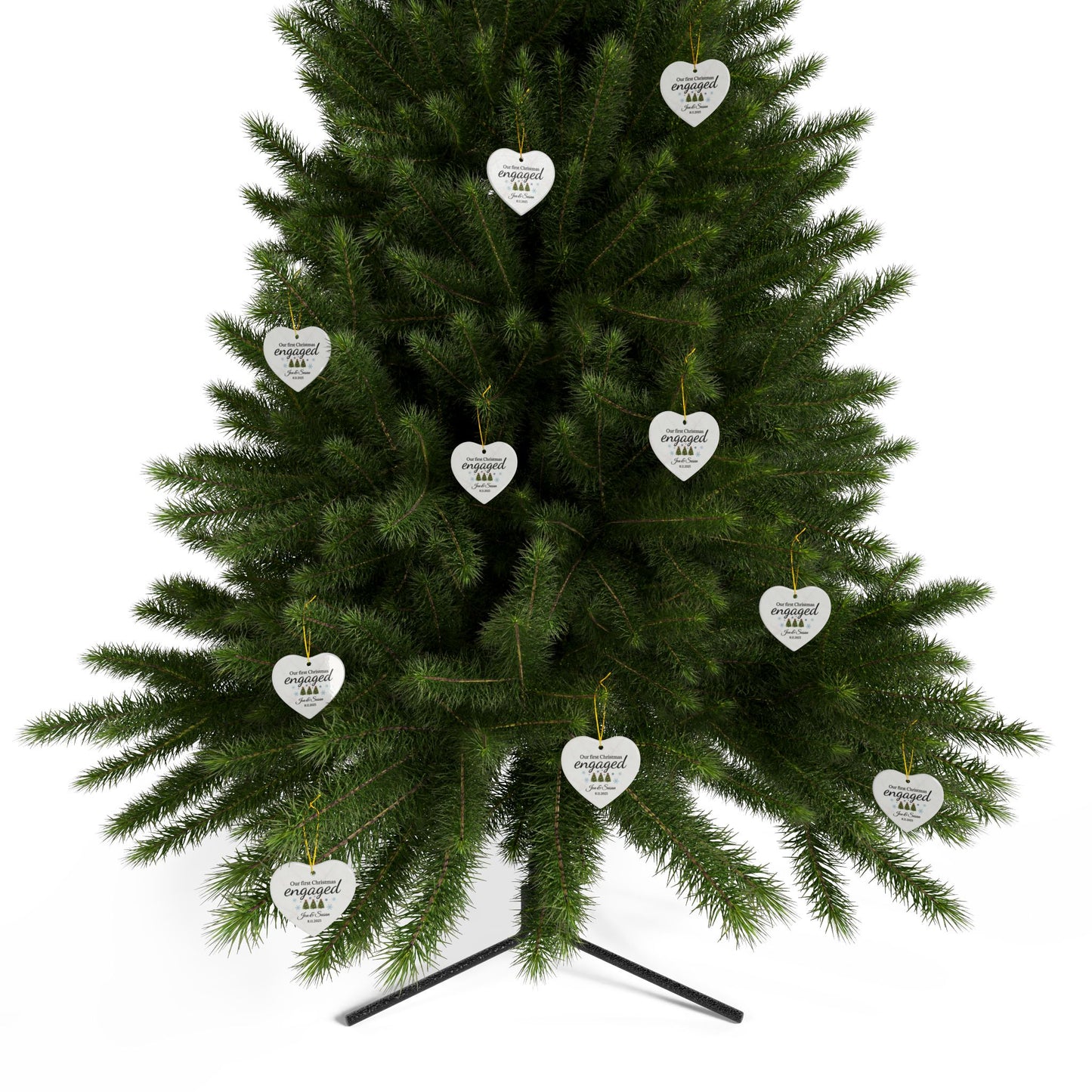 Our First Christmas Engaged heart ornament | Ceramic Christmas ornament - TRV