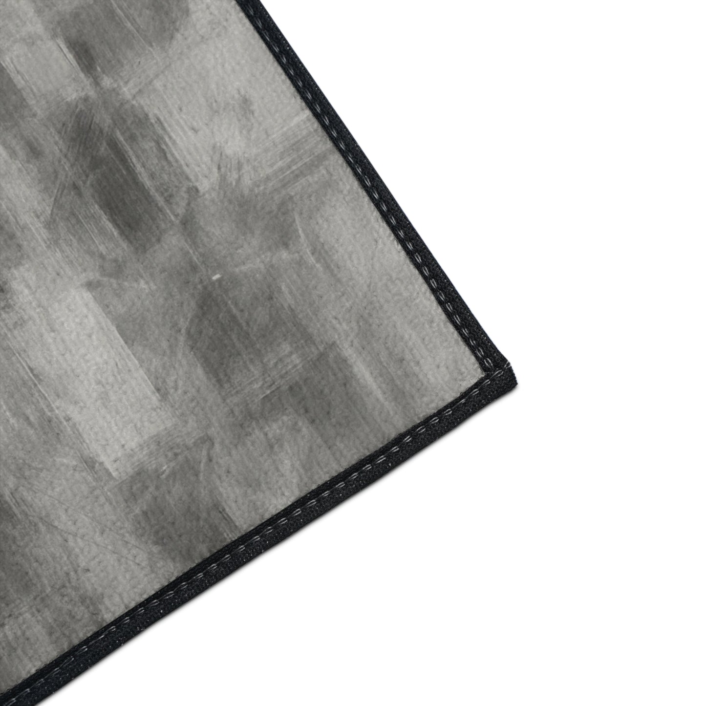 Modern abstract print floor mat by Printify, heavy-duty rug for kitchen or entryway with colorful artistic design.