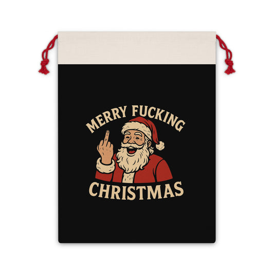 Funny Santa Christmas gift bag with cheeky holiday design, ideal for holiday gift wrapping and home decor.