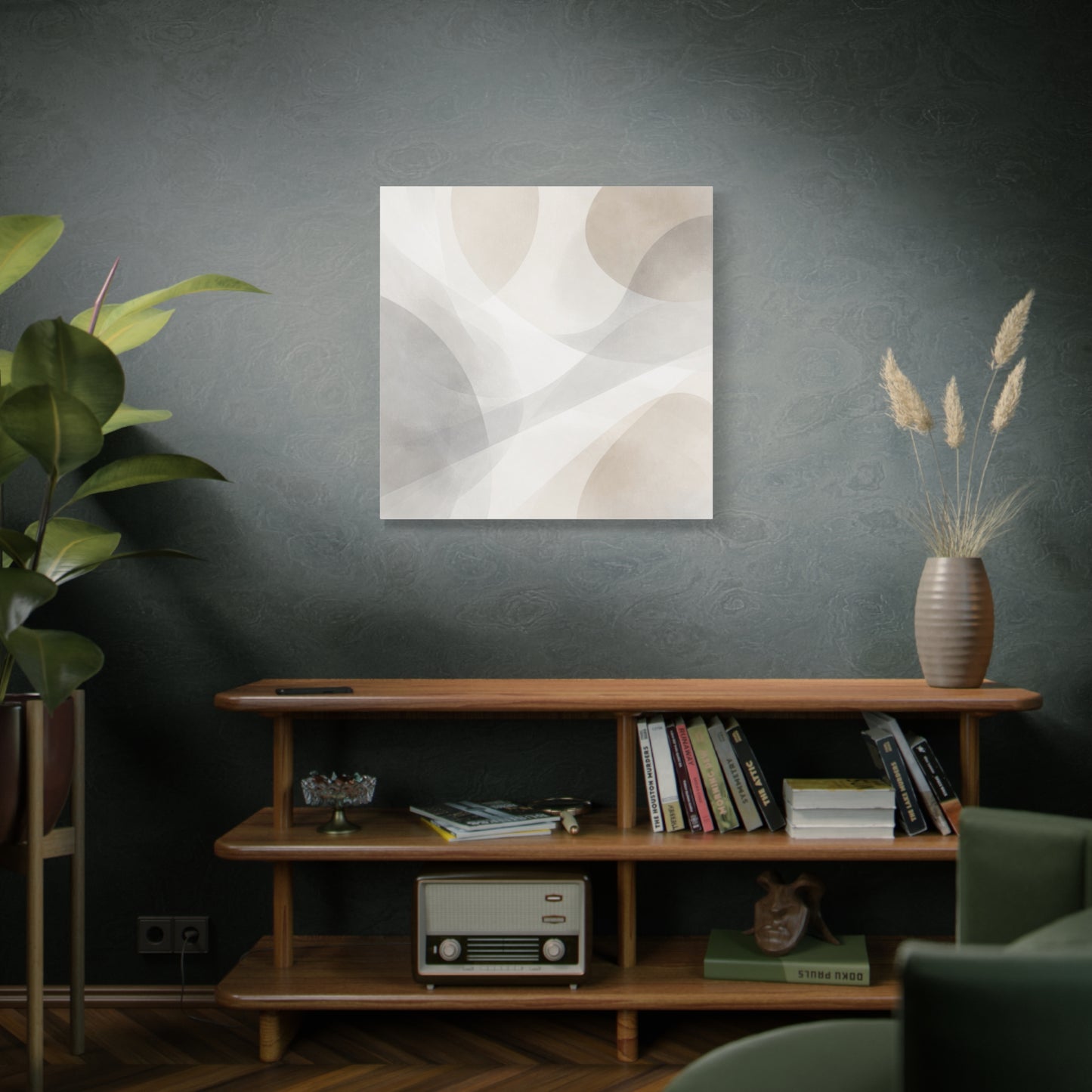 Neutral abstract organic shapes matte canvas artwork by Printify featuring soft, flowing shapes in a modern, minimalist design.