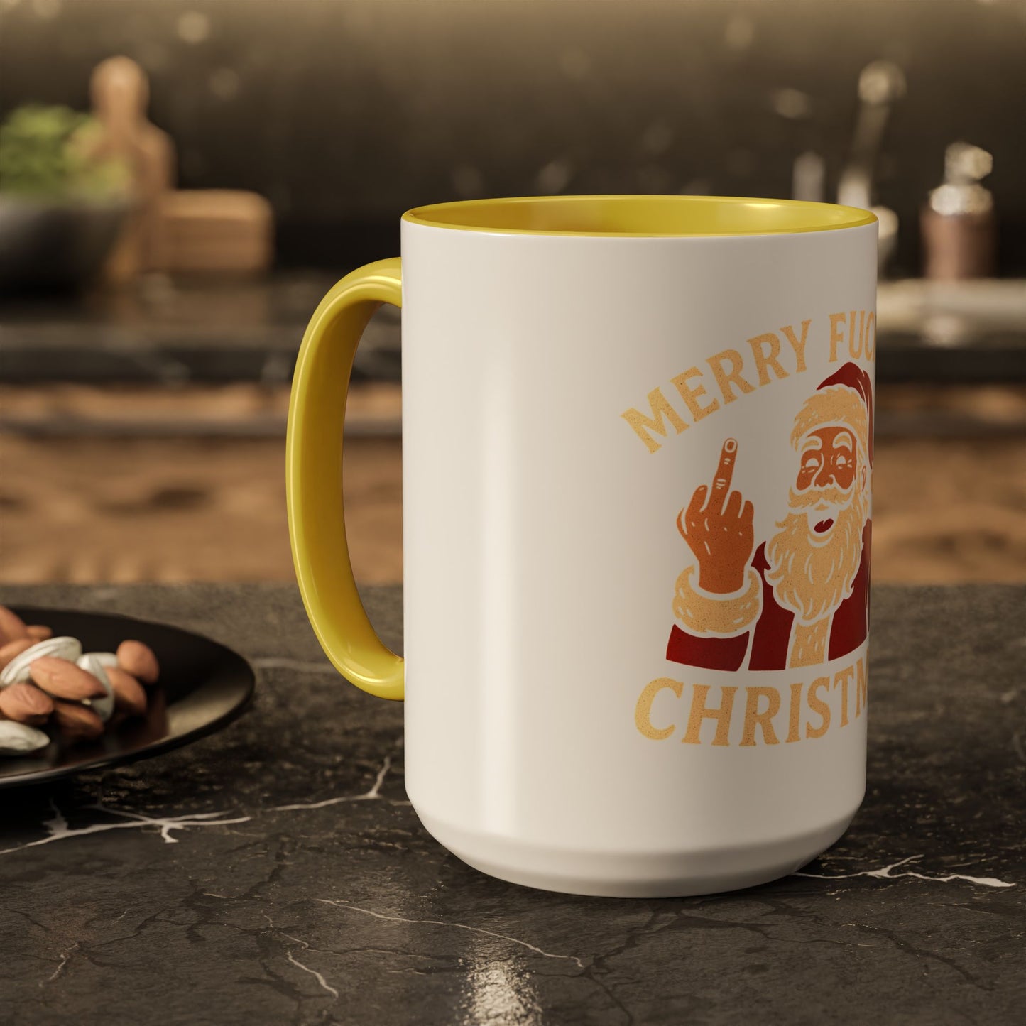 Merry Fucking Christmas Mug — Funny Santa Middle Finger Coffee Cup (11oz & 15oz)