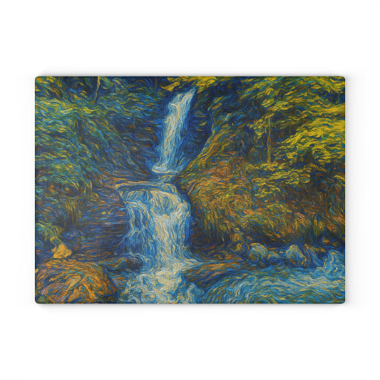 Glass Cutting Board — Tranquil Waterfall Art Print