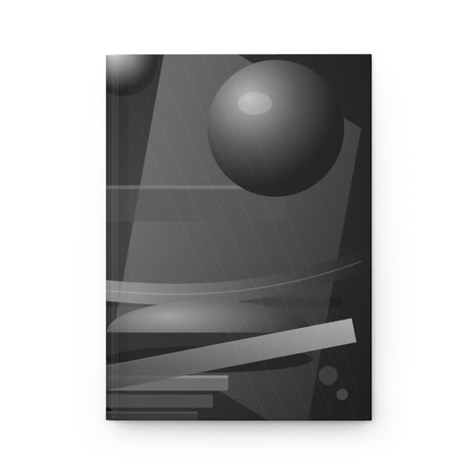 Abstract geometric spheres hardcover journal with matte finish, featuring modern paper notebook design by Printify.