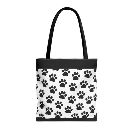 Eco-friendly paw print tote bag by Printify featuring a large paw print design, perfect for dog and cat lovers.