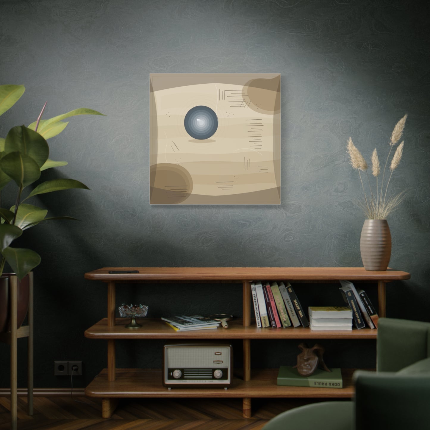 Abstract Neutral Woodgrain Canvas Wall Art – Minimalist Pebble Design
