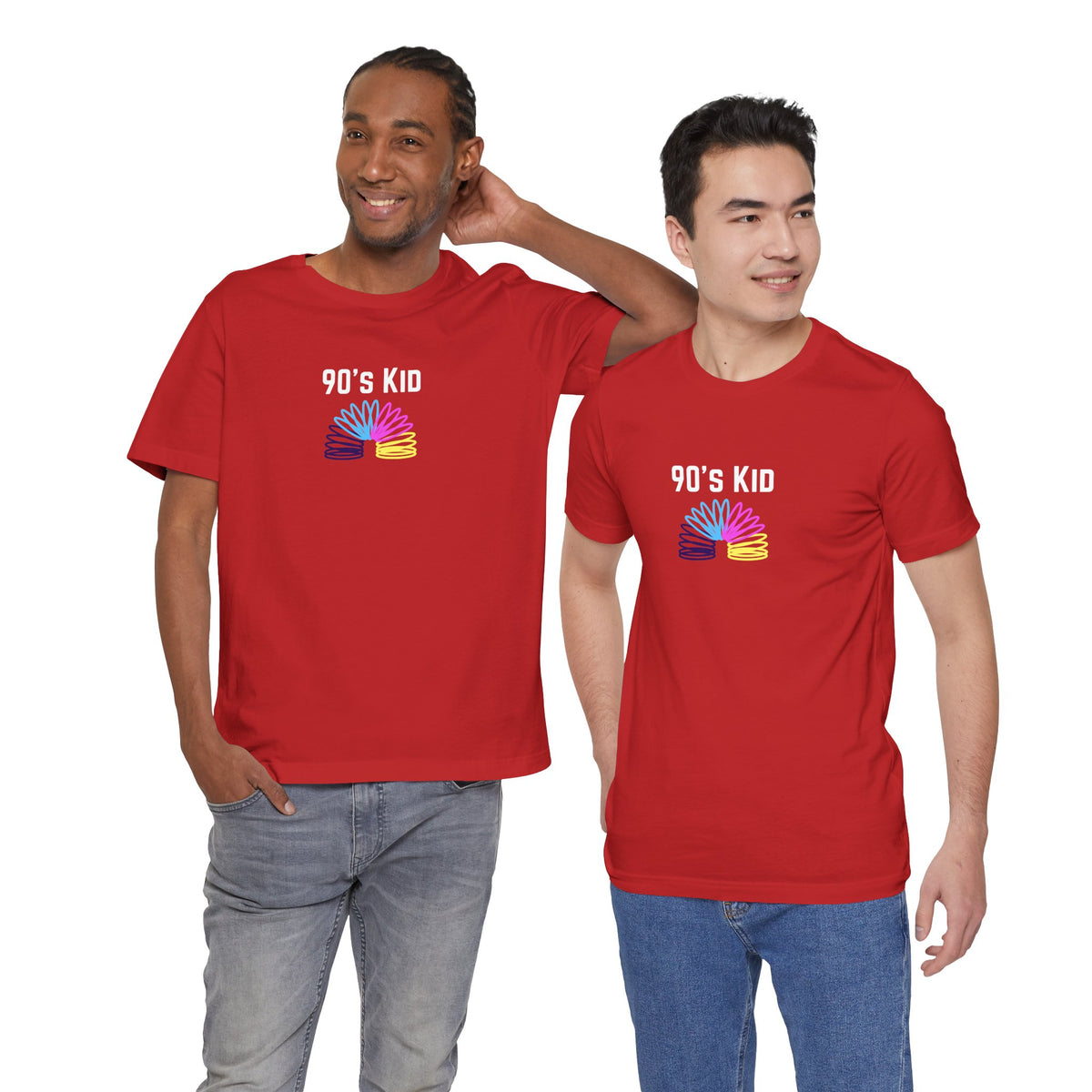 Retro 90's Kid graphic T-shirt from Printify featuring colorful vintage-inspired design on a comfortable cotton tee.