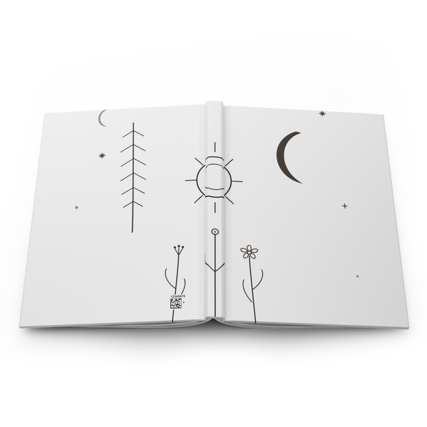 Minimal Moon and Sun Doodle Hardcover Journal | Matte Notebook