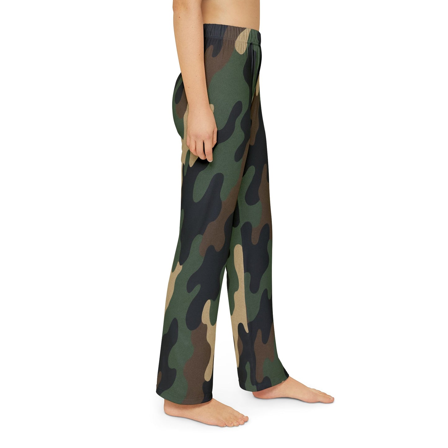Kids camo lounge pants with all-over print, comfortable sweatpants for boys and girls by Printify