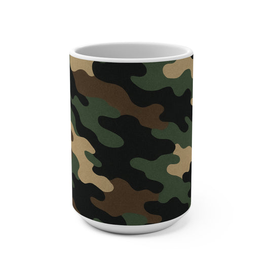 Camouflage Coffee Mug 15oz - Cute Military Style Drinkware for Outdoors Enthusiasts, Veterans, Camping Trips - Perfect Gift, Army Camo Cup, - TRV