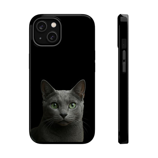 Russian Blue Cat Phone Case — Magnetic Impact-Resistant iPhone Cover