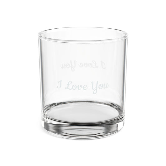 Engraved I Love You whiskey glass, 10.5 oz personalized rocks glass with custom inscription, made by Printify.
