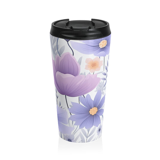 Lavender floral 15oz insulated stainless steel travel mug - view 2
