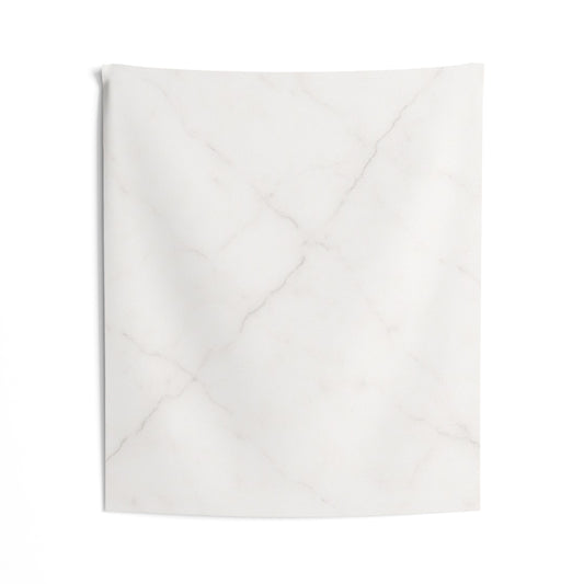 White marble texture wall tapestry by Printify featuring a minimal marble print for indoor decor.