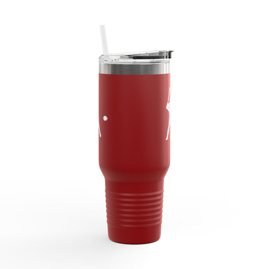 40oz insulated baseball travel mug for sports fans, durable tumbler with easy-to-grip design and vibrant print for on-the-go use.