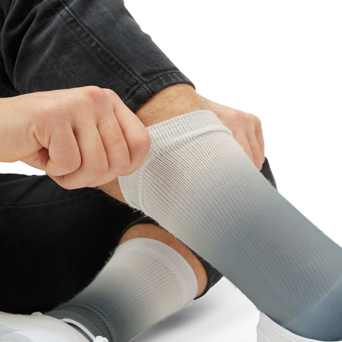 Blue Gray Ombre Sublimation Socks | Gradient Crew Socks