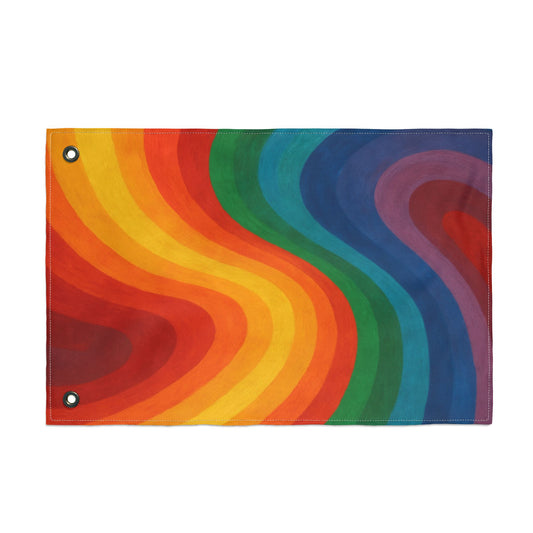 Double-sided Rainbow Pride Garden Flag by Printify, outdoor celebration banner with vibrant rainbow colors and festive design.