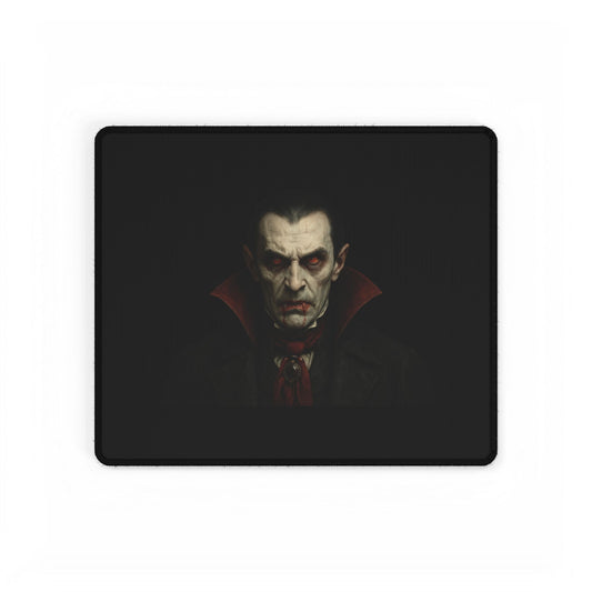 Gothic vampire portrait desk mat featuring Dracula design, ideal for Halloween and gaming setups, made by Printify.