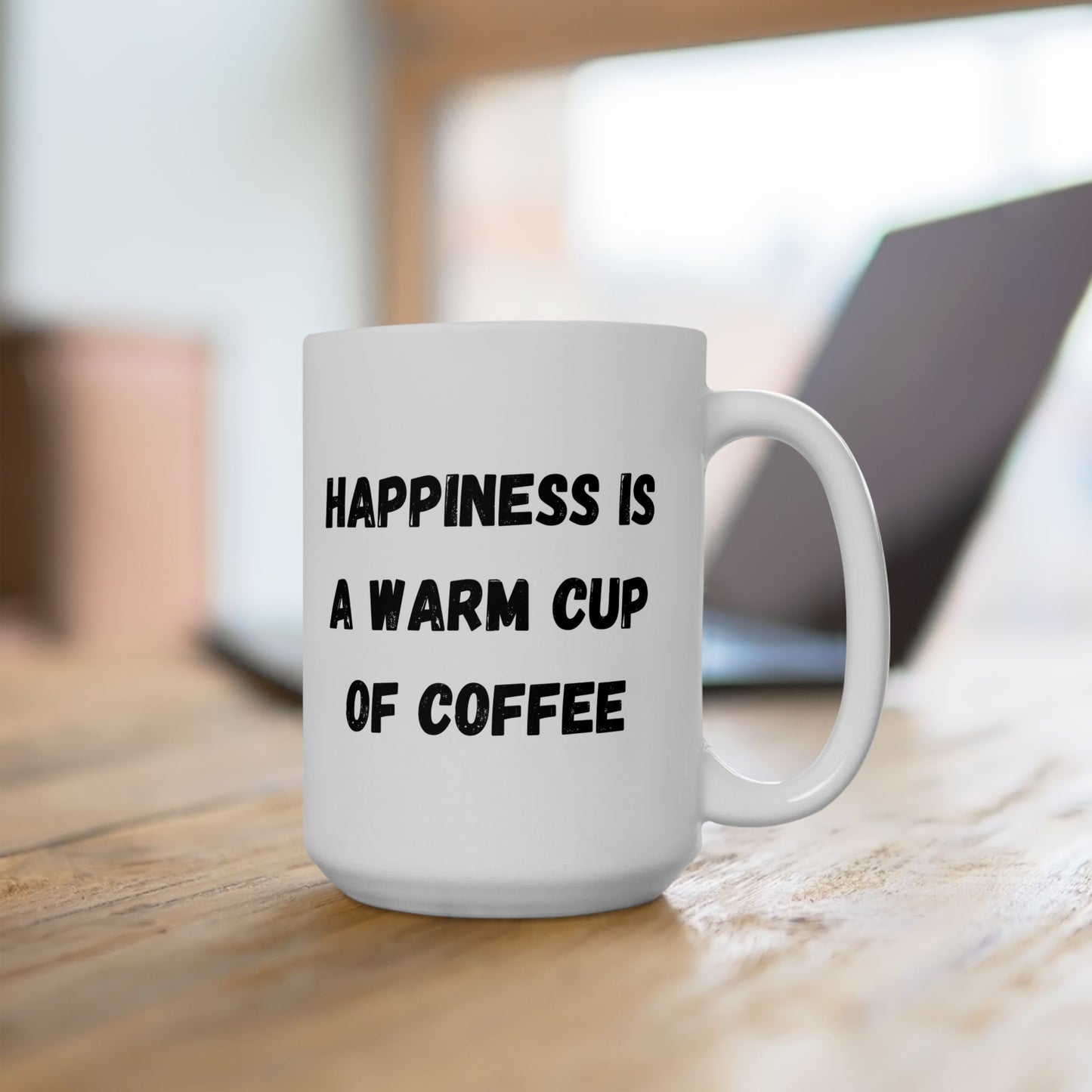 Inspirational Ceramic Coffee Mug - Happiness is a Warm Cup of Coffee - Perfect Gift for Coffee Lovers - TRV