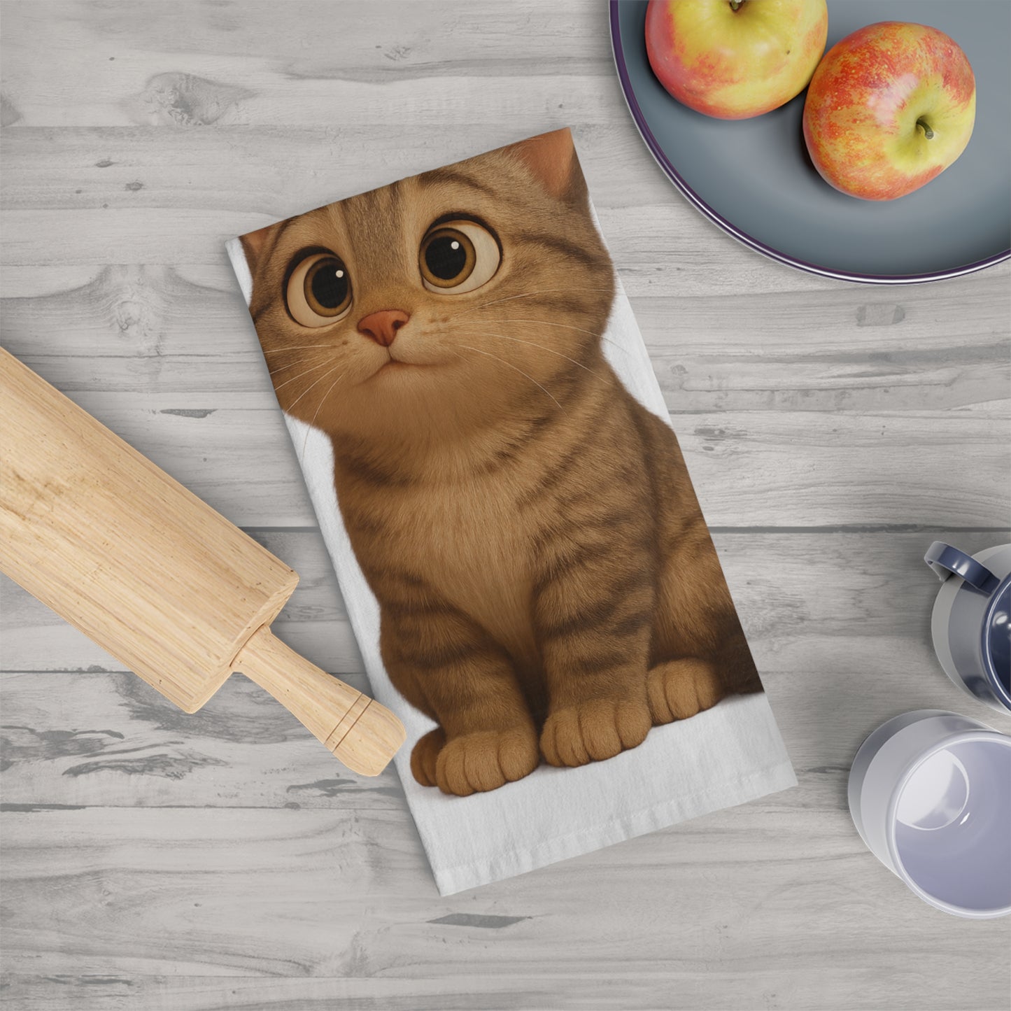 Cute Tabby Kitten Tea Towel — Adorable Cat Kitchen Towel
