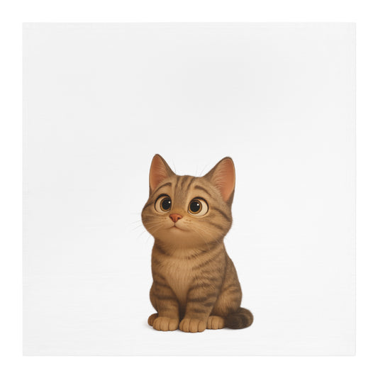 Cute tabby kitten print tea towel from Printify, featuring an adorable cat design, perfect for kitchen decor and dish drying.