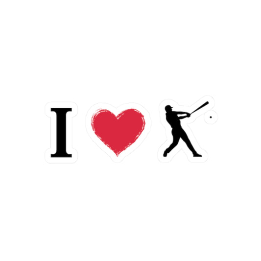 I Heart Batter kiss-cut sticker featuring a baseball design on paper, by Printify.