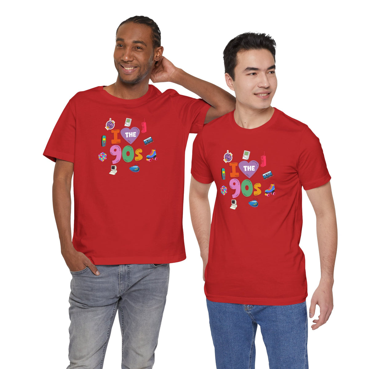 Retro 1990s nostalgia T-shirt with iconic 90s graphics and vintage design, made by Printify.