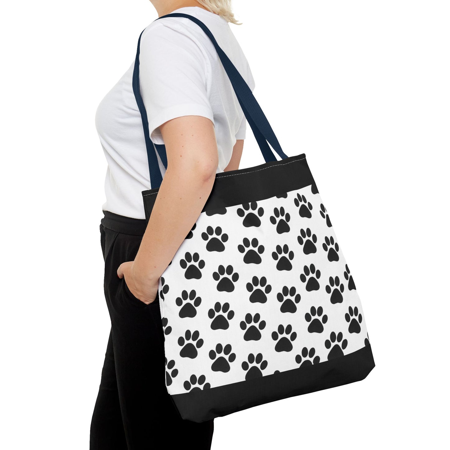 Eco-friendly paw print tote bag by Printify, perfect for dog and cat lovers, featuring a stylish paw print design on durable fabric.