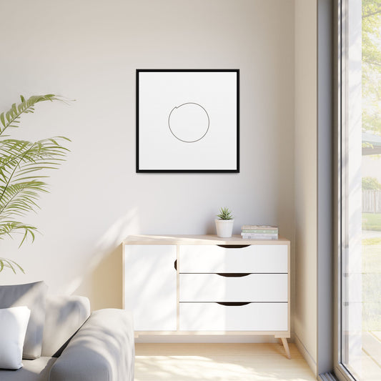Framed matte canvas wall art featuring a minimal circular line design, created by Printify for modern home decor.