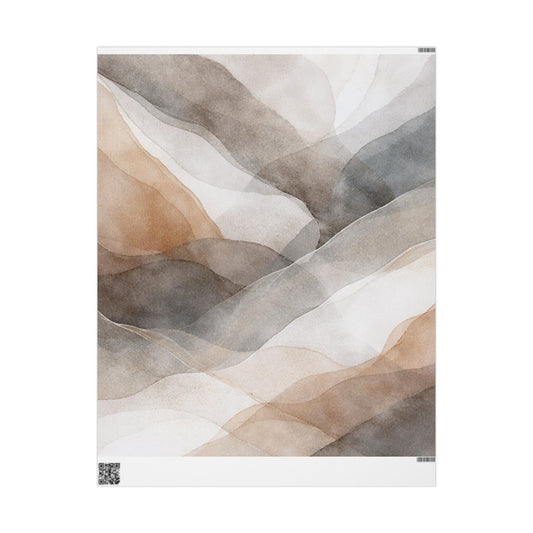 Geometric Neutral Watercolor Wrapping Paper Roll — Earth Tone Abstract Gift Wrap
