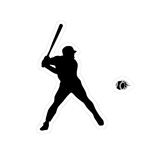 Set of baseball batter and ball kiss-cut decals featuring silhouette designs on paper, ideal for sports-themed crafts and stickers.