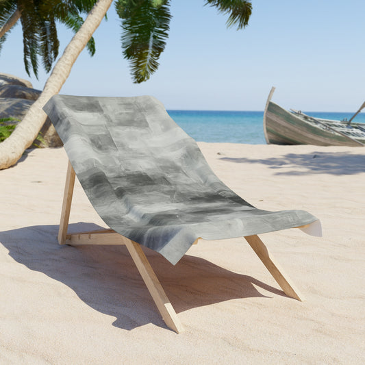 Soft grey beach towel by Printify, modern pool blanket ideal for summer lounging and beach trips.