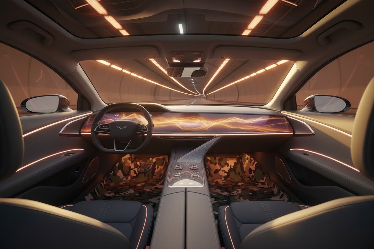 Car Interior Back Seat With Steering Wheel