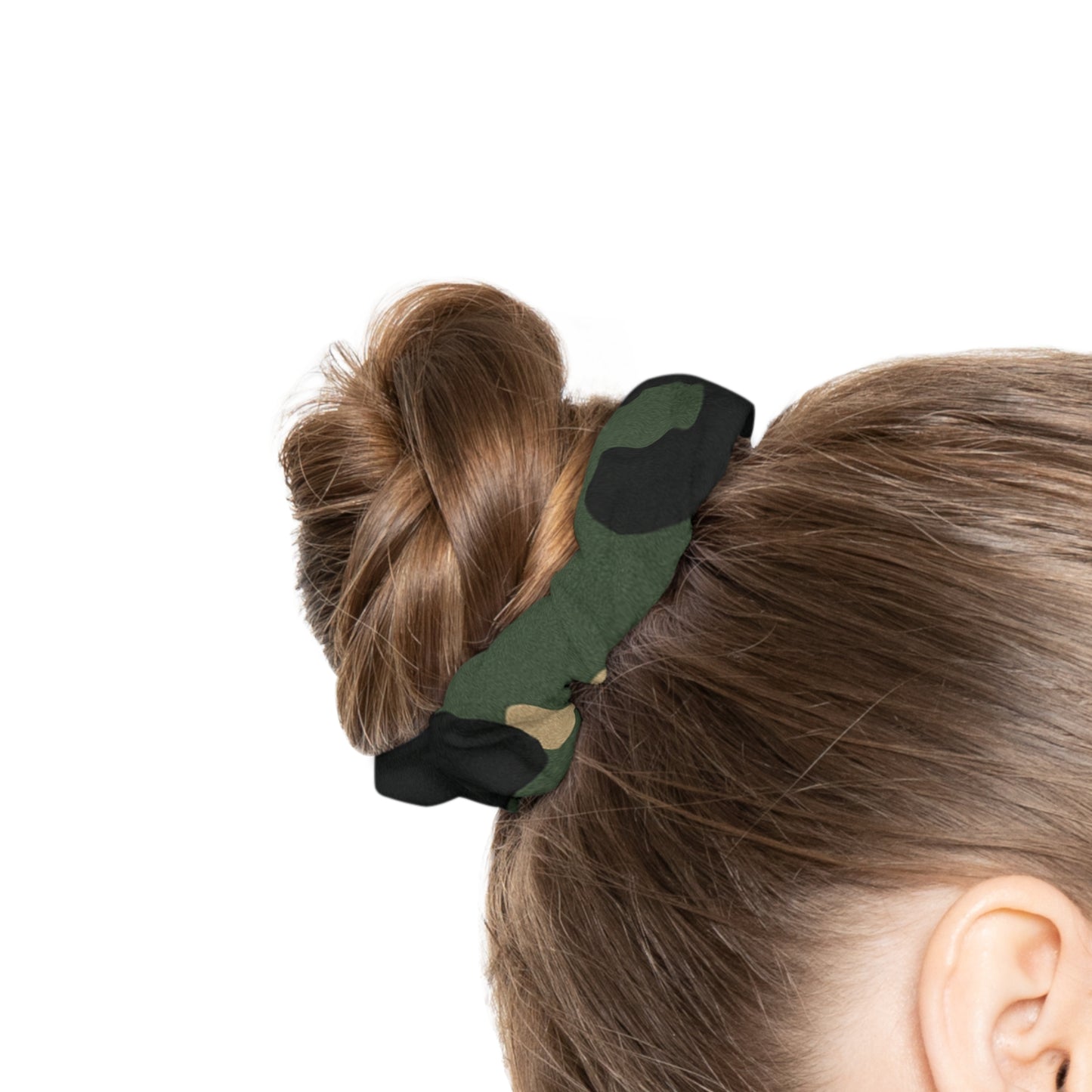 Camo Print Scrunchie — Military Green Camouflage Hair Accessory