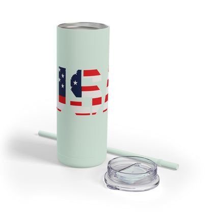 USA Flag Tumbler - 20oz Skinny Matte Drinkware, Travel Mug, Patriotic Gift, Fourth of July, Summer BBQ, Camping, Outdoor - TRV