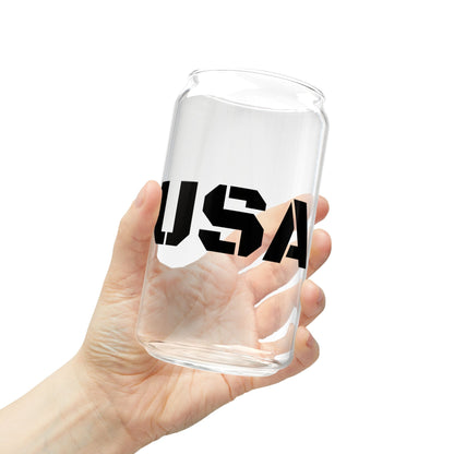 USA 16oz Sipper Glass with Bamboo Lid & Straw – Patriotic Reusable Drink Tumbler