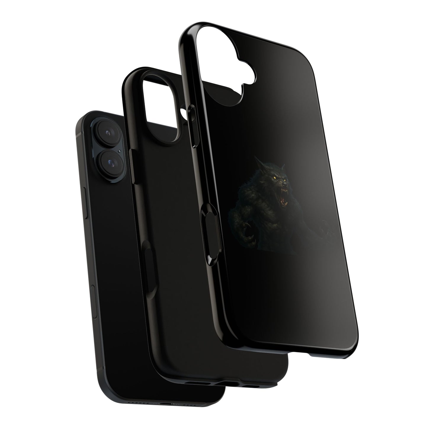 Werewolf phone case with dark monster graphic, tough protective design for smartphones by Printify.