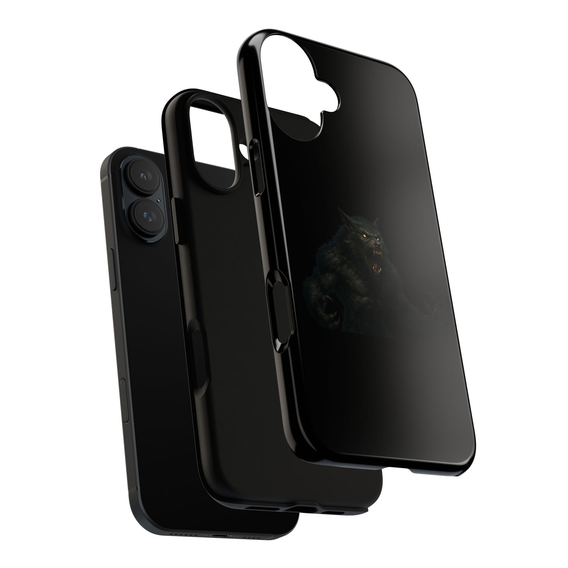 Werewolf phone case with dark monster graphic, tough protective design for smartphones by Printify.