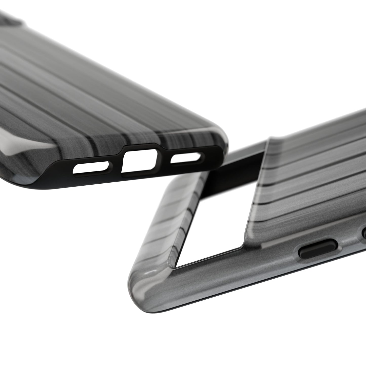 Ribbed metal texture phone case for iPhone, tough protective cover with sleek design by Printify.