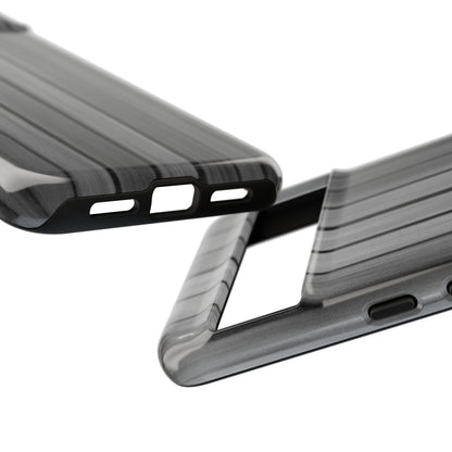Ribbed metal texture phone case for iPhone, tough protective cover with sleek design by Printify.