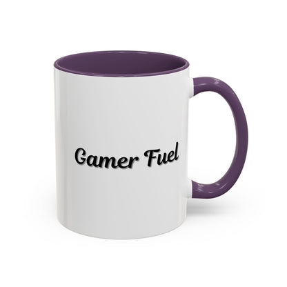 Printify Gamer Fuel coffee mug in 11oz or 15oz size, featuring a bold gamer-themed design on a ceramic mug.