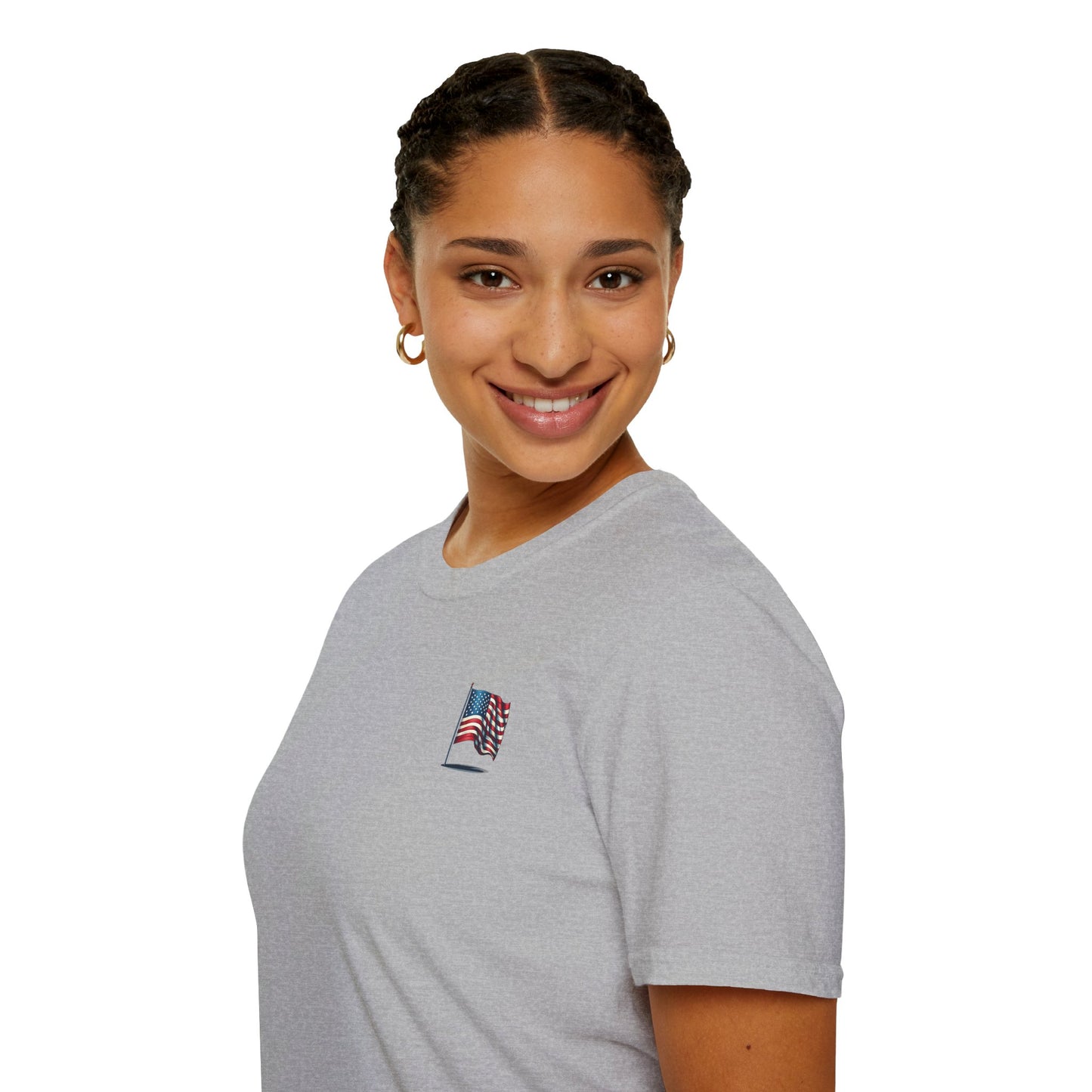Patriotic Unisex Softstyle T-Shirt, American Flag Tee, USA Pride Shirt, Perfect for Independence Day, Casual Wear - TRV