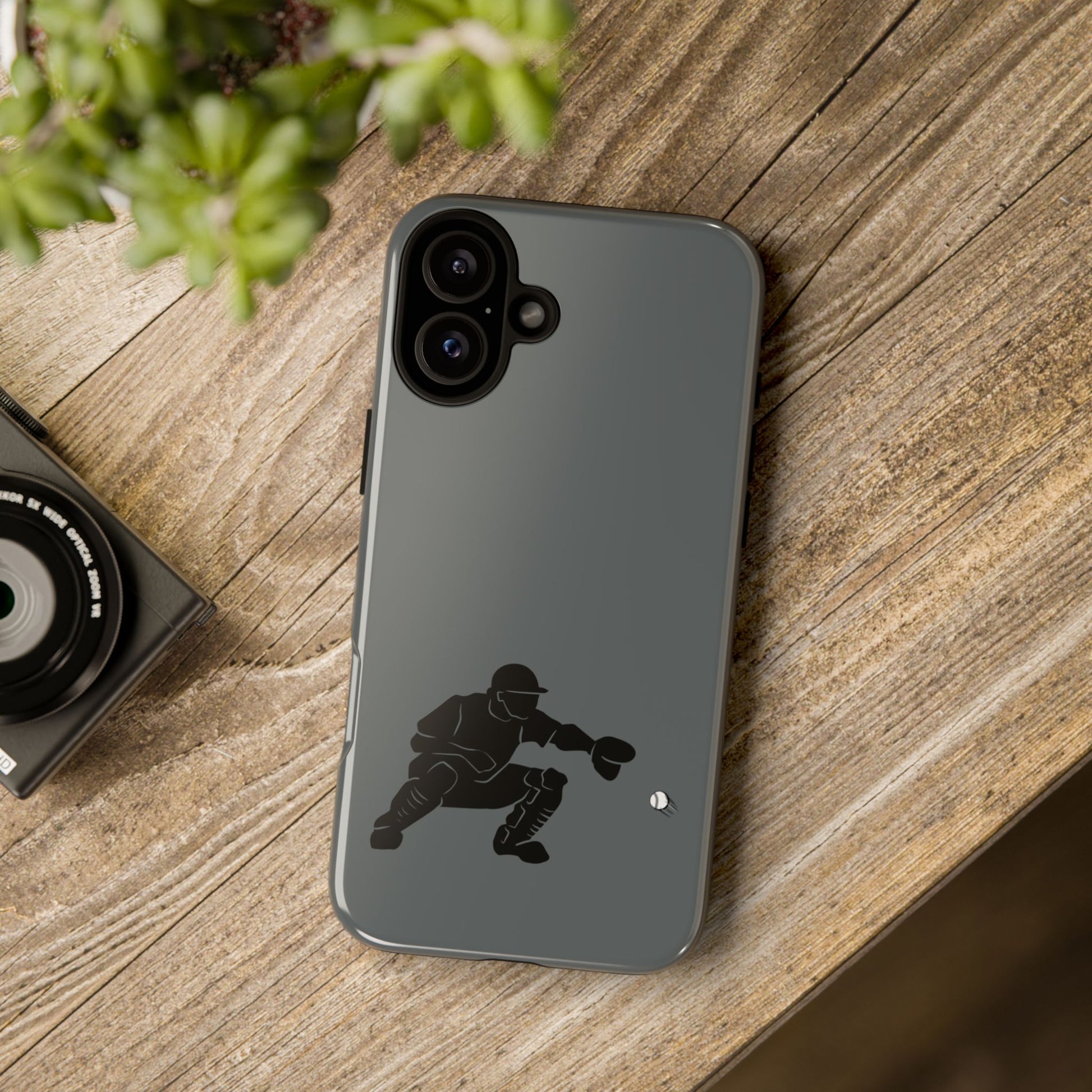 Printify baseball catcher phone case with durable protective cover for smartphones, featuring a sports-themed design.
