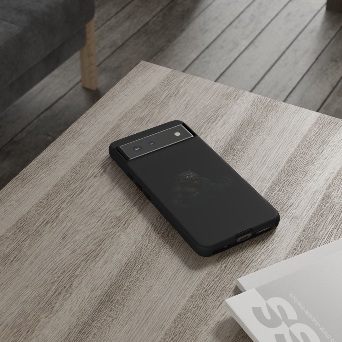 Werewolf phone case with dark monster graphic, tough protective design for smartphones by Printify.